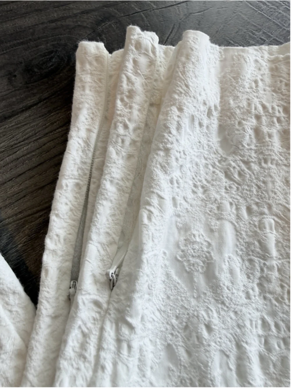 Zara Woman White Textured Jacquard Lace-inspired Pants L Euro Summer Festival